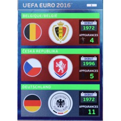 carte PANINI EURO 2016 #1 BEL - CZE - GER