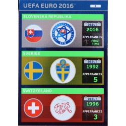 carte PANINI EURO 2016 #8 SVK - SWE - SUI