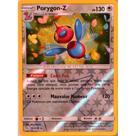 carte Pokémon 157/214 Porygon-Z - REVERSE SL10 - Soleil et Lune - Alliance Infaillible NEUF FR