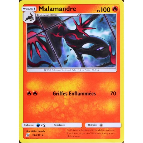 carte Pokémon 34/236 Malamandre SL11 - Soleil et Lune - Harmonie des Esprits NEUF FR