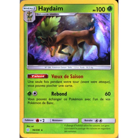 carte Pokémon 16/236 Haydaim SL12 - Soleil et Lune - Eclipse Cosmique NEUF FR