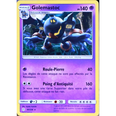 carte Pokémon 90/236 Golemastoc SL12 - Soleil et Lune - Eclipse Cosmique NEUF FR