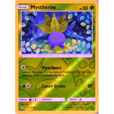 carte Pokémon 5/214 Mystherbe - REVERSE SL10 - Soleil et Lune - Alliance Infaillible NEUF FR