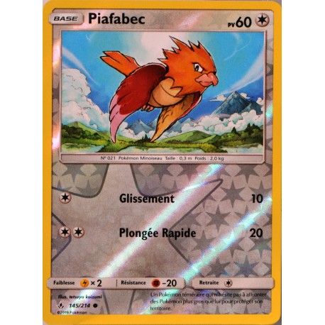 carte Pokémon 145/214 Piafabec - REVERSE SL10 - Soleil et Lune - Alliance Infaillible NEUF FR