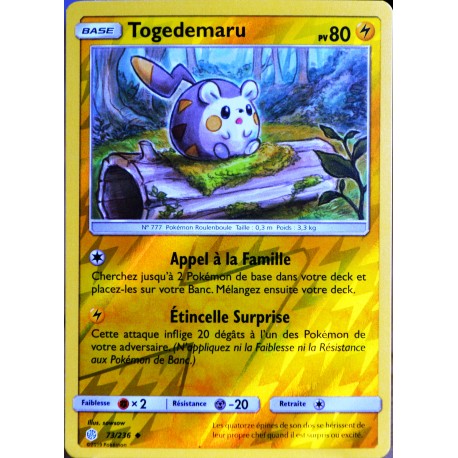 carte Pokémon 73/236 Togedemaru - REVERSE SL12 - Soleil et Lune - Eclipse Cosmique NEUF FR