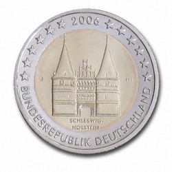 Allemagne 2 Euro commémorative 2006 - Schleswig-Holstein - Holstentor Lübeck - J - Hambourg Allemagne 2006  6.300.000 EX.