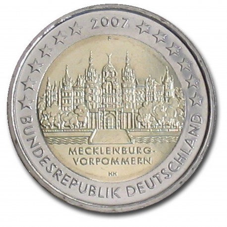 Allemagne 2 Euro commémorative 2007 - Mecklenburg-Vorpommern - Château de Schwerin - F - Stuttgart Allemagne 2007  11.850.000 EX