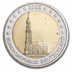 Allemagne 2 Euro commémorative 2008 - Hambourg - Eglise Saint-Michel - F - Stuttgart Allemagne 2008  9.600.000 EX.