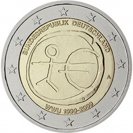 Allemagne 2 Euro commémorative 2009 - 10 ans de l'Euro - UEM - A - Berlin Allemagne 2009  6.000.000 EX.