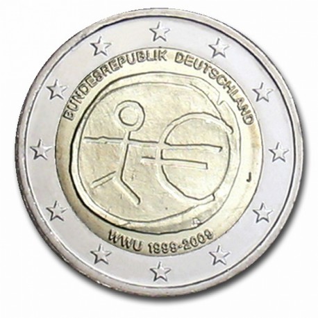 Allemagne 2 Euro commémorative 2009 - 10 ans de l'Euro - UEM - J - Hambourg Allemagne 2009  6.300.000 EX.