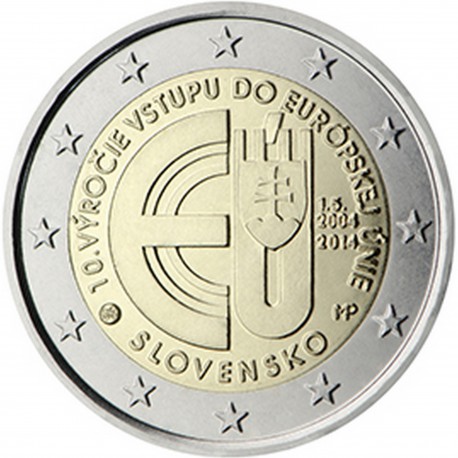 Slovaquie 2 Euro commémorative 2014 - 10ème anniversaire de l'adhésion de la Slovaquie à l'Union européenne  1.000.000 EX.