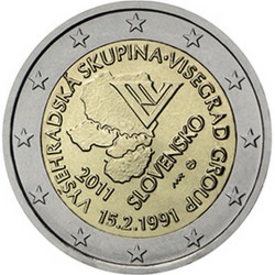 Slovaquie 2 Euro commémorative 2011 - 20e anniversaire de la constitution du Groupe de Visegrád  1.000.000 EX.