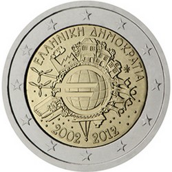 Grèce 2 Euro commémorative 2012 - Dix ans de billets et pièces en euros  1.000.000 EX.