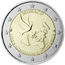 Monaco 2 Euro commémorative 2013 - 20ème anniversaire de l'admission à l'ONU  1.249.131 EX.