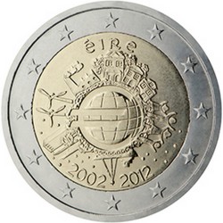 Irlande 2 Euro commémorative 2012 - Dix ans de billets et pièces en euros  1.350.000 EX.