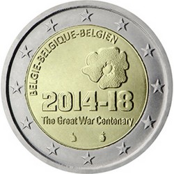 Belgique 2 Euro commémorative 100 ans de la Première Guerre Mondiale 2014  1.750.000 EX.