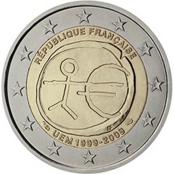 France 2 Euro commémorative 2009 10e anniversaire de l’UEM  10.000.000 EX.