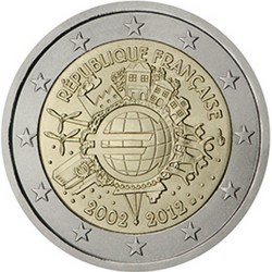 France 2 Euro commémorative 2012 Dix ans de billets et pièces en euros  10.000.000 EX.