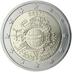 Estonie 2 Euro commémorative Dix ans de billets et pièces en euros 2012  2.000.000 EX.