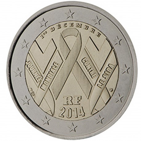 France 2 Euro commémorative 2014 Journée Mondiale contre le SIDA  3.000.000 EX.