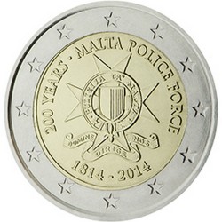 Malte 2 Euro commémorative 2014 - 200 ans des forces de police  300.000 EX.