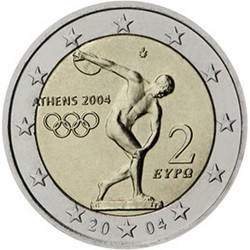 Grèce 2 Euro commémorative 2004 - XXVIII Jeux Olympiques d'Athènes de 2004  34.500.000 EX.