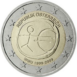 Autriche 2 Euro commémorative 2009 10e anniversaire de l’UEM  4.910.000 EX.