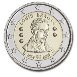 Belgique 2 Euro commémorative Bicentenaire de la naissance de Louis Braille 2009  5.000.000 EX.