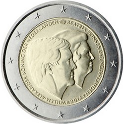 Pays-Bas 2 Euro commémorative 2014 - Double Portrait - Roi Willem-Alexander et Princesse Beatrix  5.000.000 EX.
