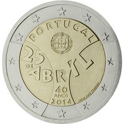 Portugal 2 Euro commémorative 2014 - 40e anniversaire de la Révolution du 25 avril - Révolution des Oeillets  500.000 EX.