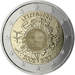 Luxembourg 2 Euro commémorative 2012 - Dix ans de billets et pièces en euros  500.000  EX.
