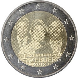 Luxembourg 2 Euro commémorative 2012 - Mariage du Prince Guillaume et de Stephanie  500.000  EX.