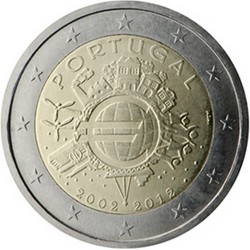 Portugal 2 Euro commémorative 2012 - Dix ans de billets et pièces en euros  500.000  EX.