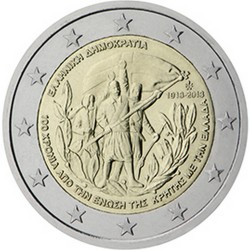 Grèce 2 Euro commémorative 2013 - 100ème anniversaire du rattachement de la Crète à la Grèce  742.500 EX.