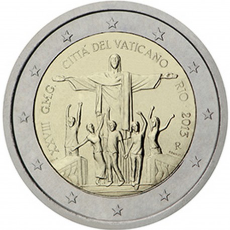 Vatican 2 Euro commémorative 2013 - 28e Journée Mondiale de la Jeunesse - Rio de Janeiro juillet 2013 - Blister  94.000 EX.