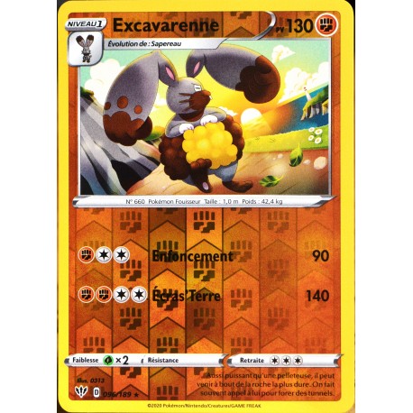 carte Pokémon 96/189 Excavarenne - Reverse EB03 - Epée et Bouclier - Ténèbres Embrasées NEUF FR