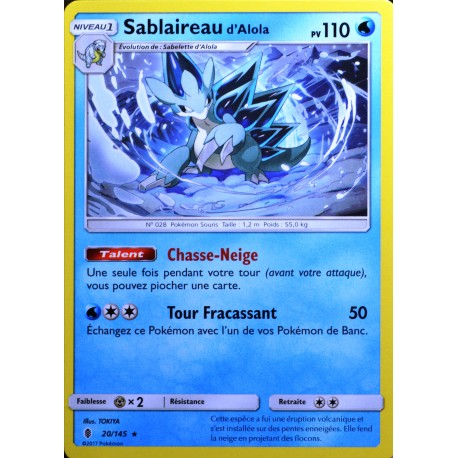 carte Pokémon 20/145 Sablaireau d'Alola 110 PV SL2 - Soleil et Lune - Gardiens Ascendants NEUF FR