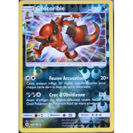 carte Pokémon 85/149 Crocorible 150 PV - HOLO REVERSE SM1 - Soleil et Lune NEUF FR