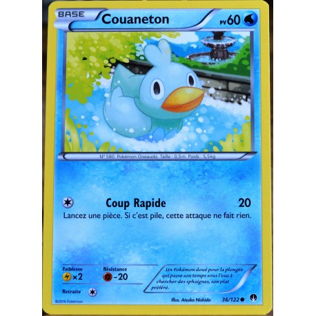 carte Pokémon 36/122 Couaneton 60 PV XY - Rupture Turbo NEUF FR
