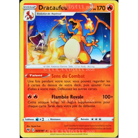 carte Pokémon 025/185 Dracaufeu ★ 170 PV EB04 - Épée et Bouclier – Voltage Éclatant NEUF FR 