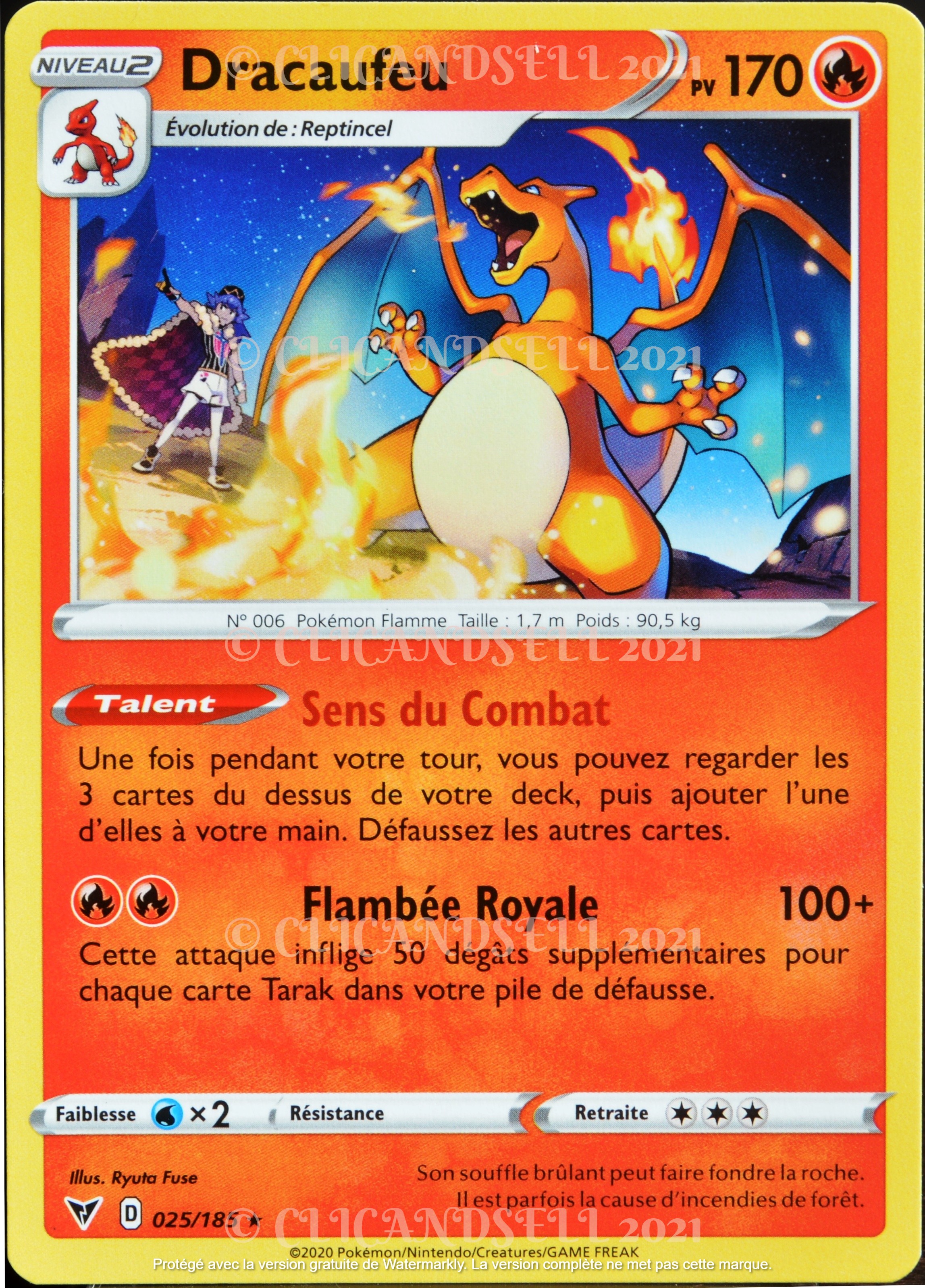carte Pokémon 025/185 Dracaufeu ☆ 170 PV EB04 - Épée et Bouclier – Voltage  Éclatant NEUF FR - CLICANDSELL