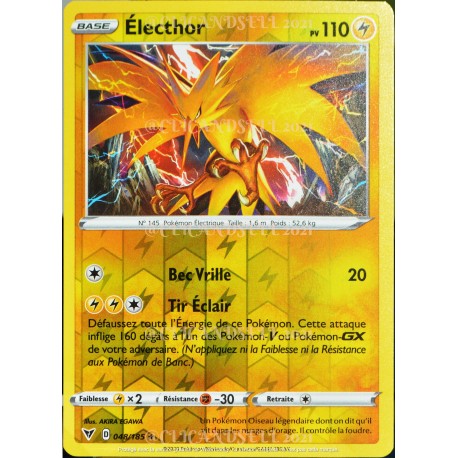 carte Pokémon 048/185 Électhor ★H 110 PV - REVERSE EB04 - Épée et Bouclier – Voltage Éclatant NEUF FR 