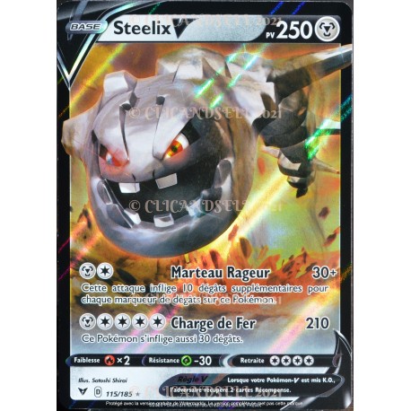 carte Pokémon 115/185 Steelix-V ★ 250 PV EB04 - Épée et Bouclier – Voltage Éclatant NEUF FR 