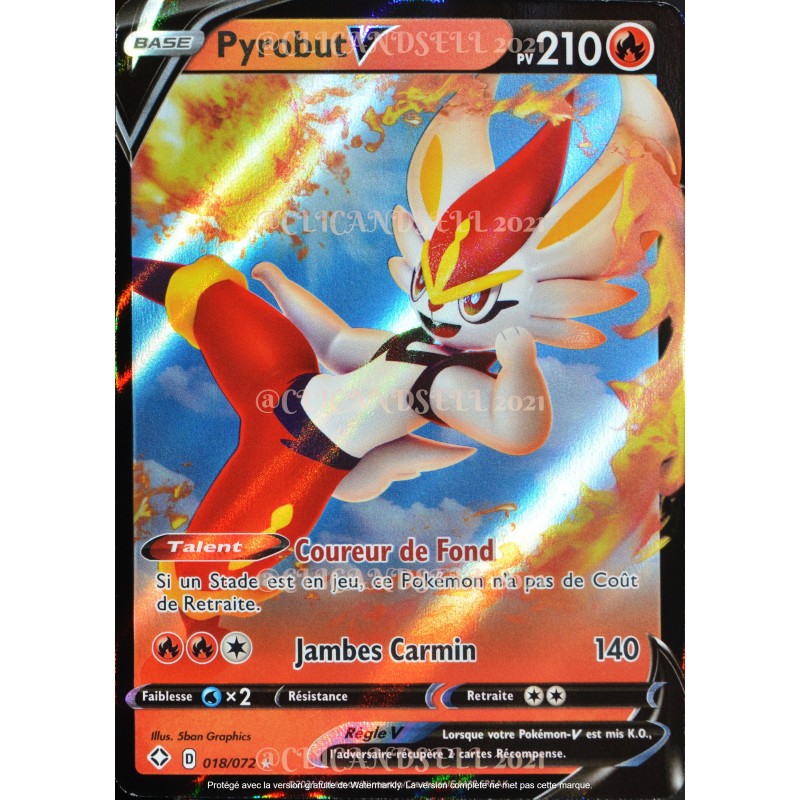 Carte Pokémon PYROBUT V 018/072 destinées radieuses neuve FR