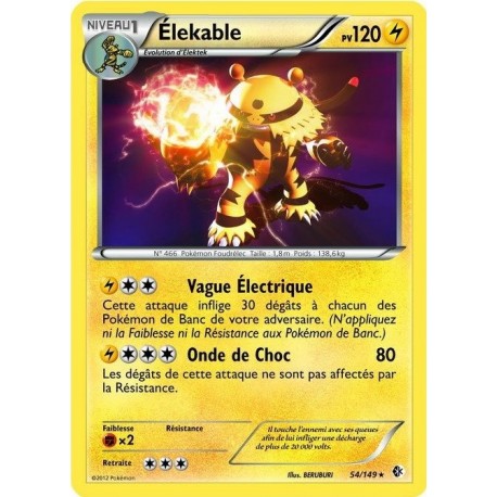 carte Pokémon 54/149 Elekable 120 P carte POKEMON Frontières Franchies NEUF FR 