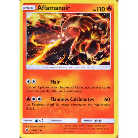 carte Pokémon 24/147 Aflamanoir 110 PV SL3 - Soleil et Lune - Ombres Ardentes NEUF FR 