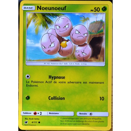 carte Pokémon 4/111 Noeunoeuf  50 PV SL4 - Soleil et Lune - Invasion Carmin NEUF FR 