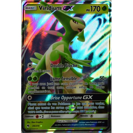 carte Pokémon 34/214 Viridium GX 170 PV SL8 - Soleil et Lune - Tonnerre Perdu NEUF FR 