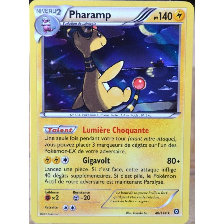 carte Pokémon 40/114 Pharamp 140 PV - HOLO XY - Offensive Vapeur NEUF FR 
