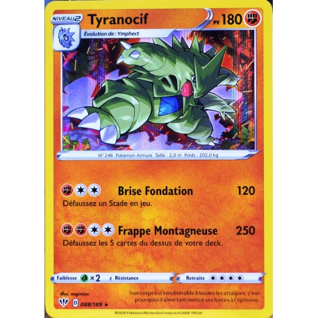 carte Pokémon 088/189 Tyranocif EB03 - Epée et Bouclier - Ténèbres Embrasées NEUF FR 